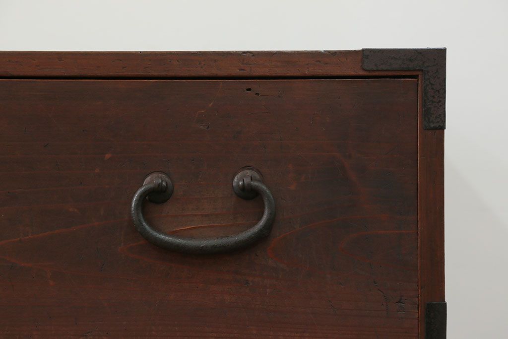 アンティーク家具　古民具・骨董 丸金具の時代箪笥ローボード(2)(ローチェスト)