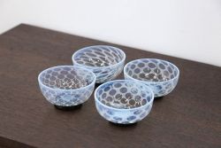 アンティーク雑貨　大正〜昭和初期!エナメル 高台 小鉢 4点セット(水玉)