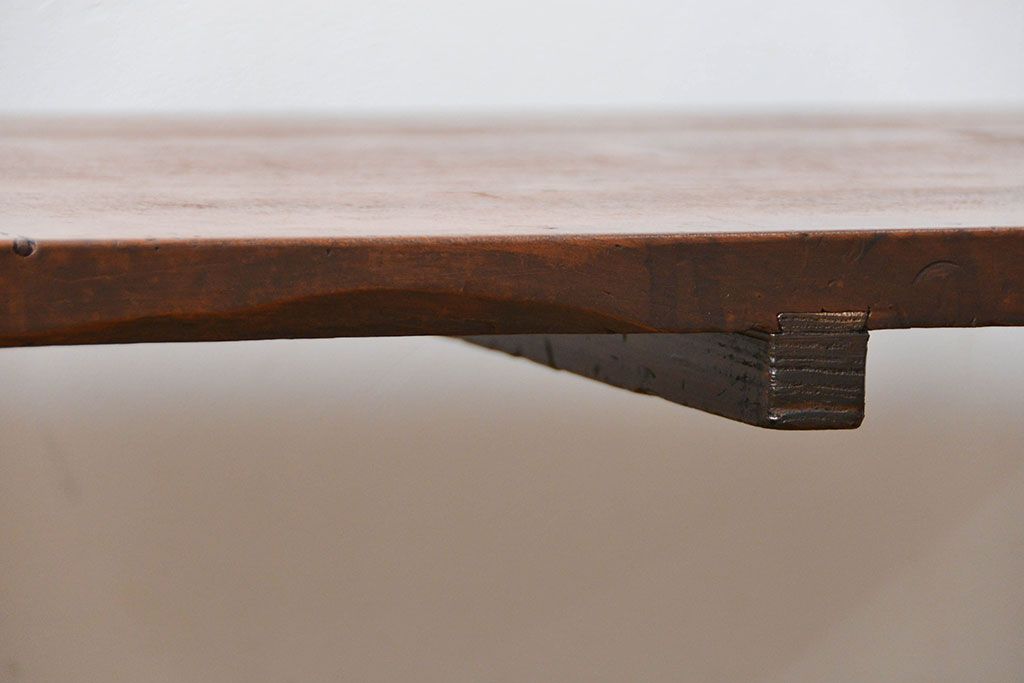 アンティーク家具　アンティーク 古材天板の鉄脚センターテーブル(机、作業台)