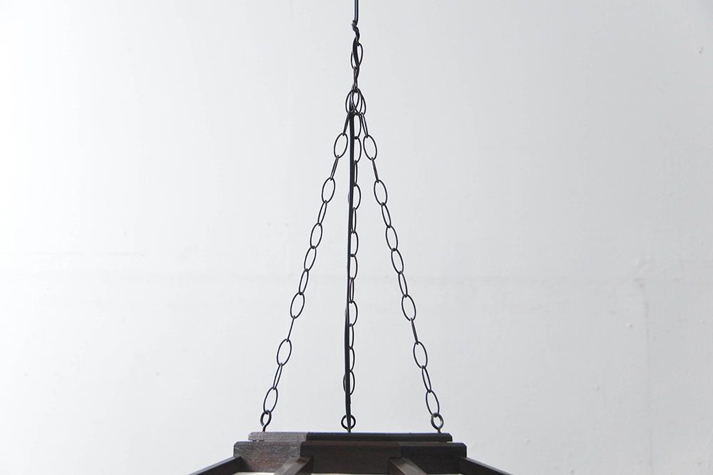 ビンテージ 松本民芸家具 欅製 吊大アンドンをリメイクした吊り下げ照明(1)(天井照明)
