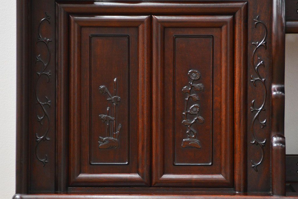 アンティーク家具　古民具・骨董 1970年頃　唐木製の高級茶棚(茶箪笥、飾り棚)