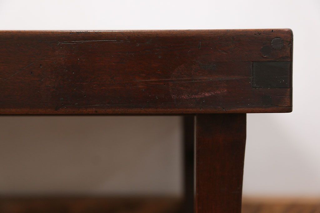 アンティーク家具　古民具・骨董 折り畳み式 古い欅材の使い込まれた角型ちゃぶ台(テーブル、座卓)