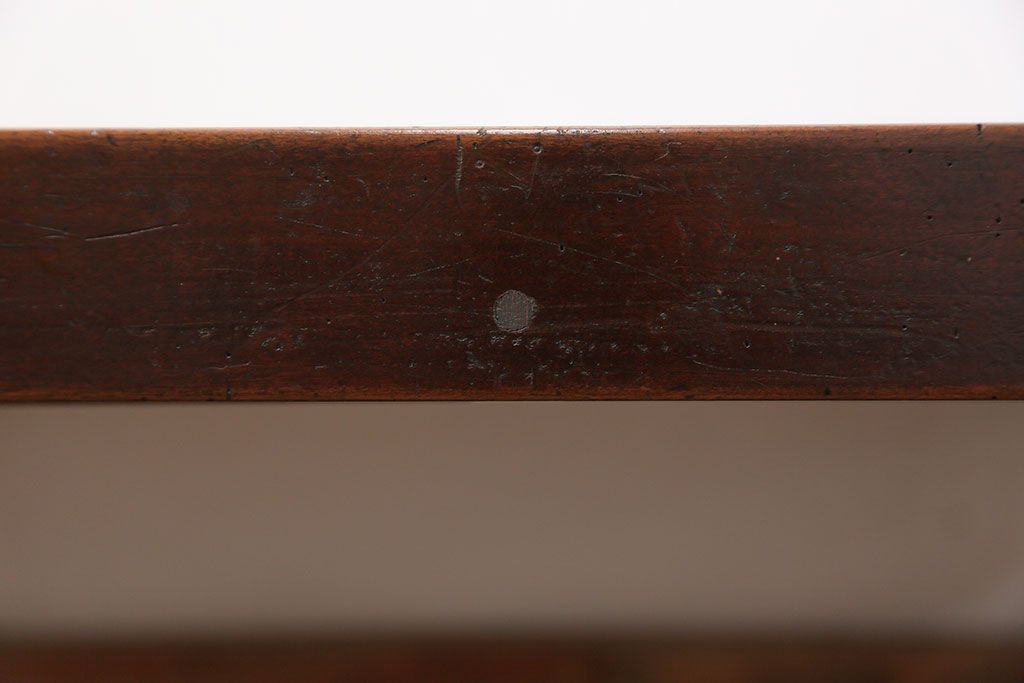 アンティーク家具　古民具・骨董 折り畳み式 古い欅材の使い込まれた角型ちゃぶ台(テーブル、座卓)