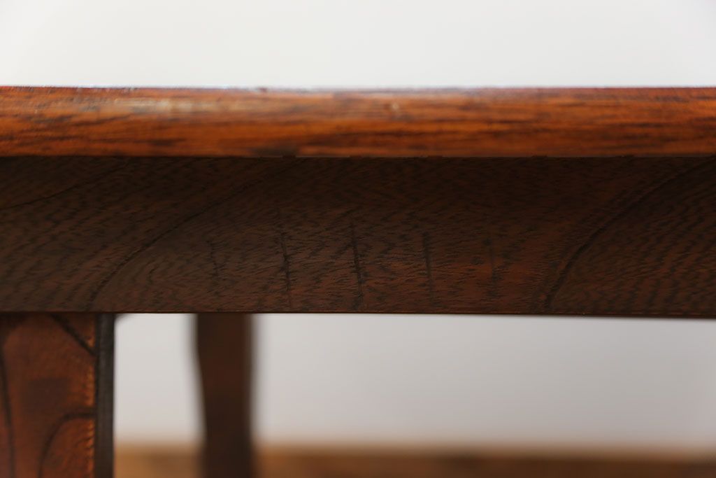 アンティーク家具　古民具・骨董 総欅材の重厚で大振りな角型ちゃぶ台 (テーブル、座卓)
