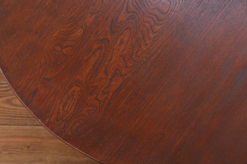 レトロ家具　昭和レトロ 古い栓材の丸型ちゃぶ台 (テーブル、机)