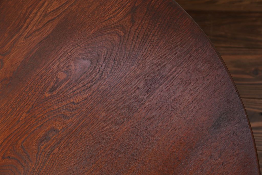 レトロ家具　昭和レトロ 古い栓材の丸型ちゃぶ台 (テーブル、机)