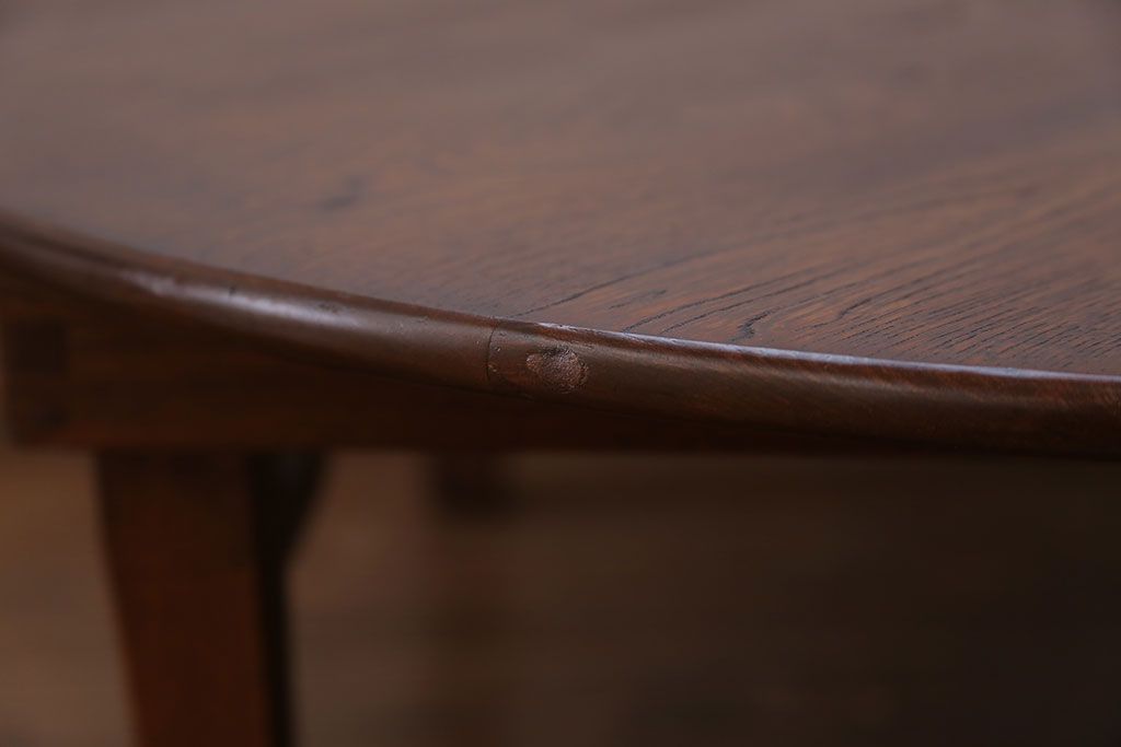レトロ家具　昭和レトロ 古い栓材の丸型ちゃぶ台 (テーブル、机)
