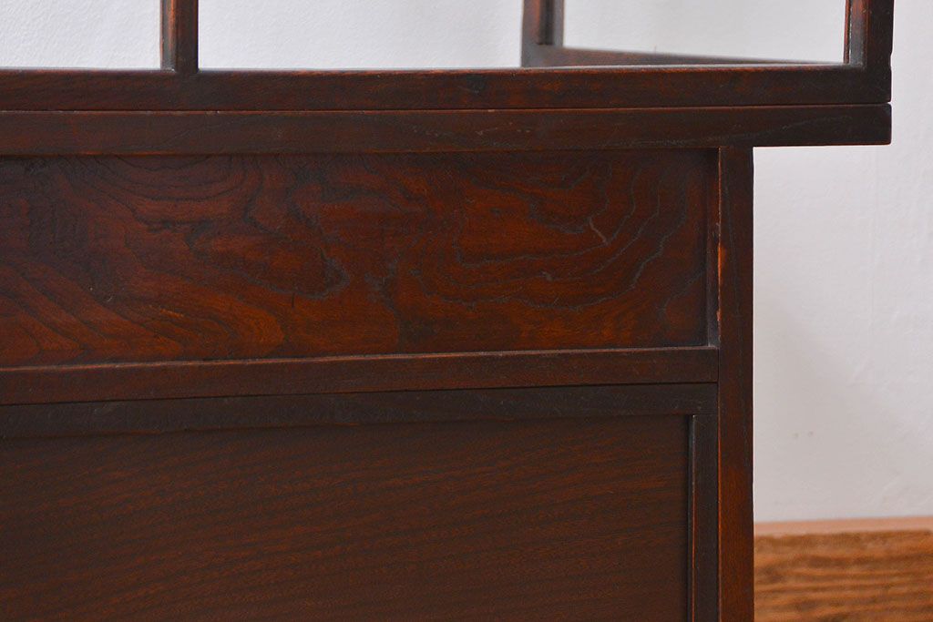 アンティーク家具　和製アンティーク　珍品　欅材を使用した古い時計屋のガラス枠付き修理用作業台(机・テーブル)
