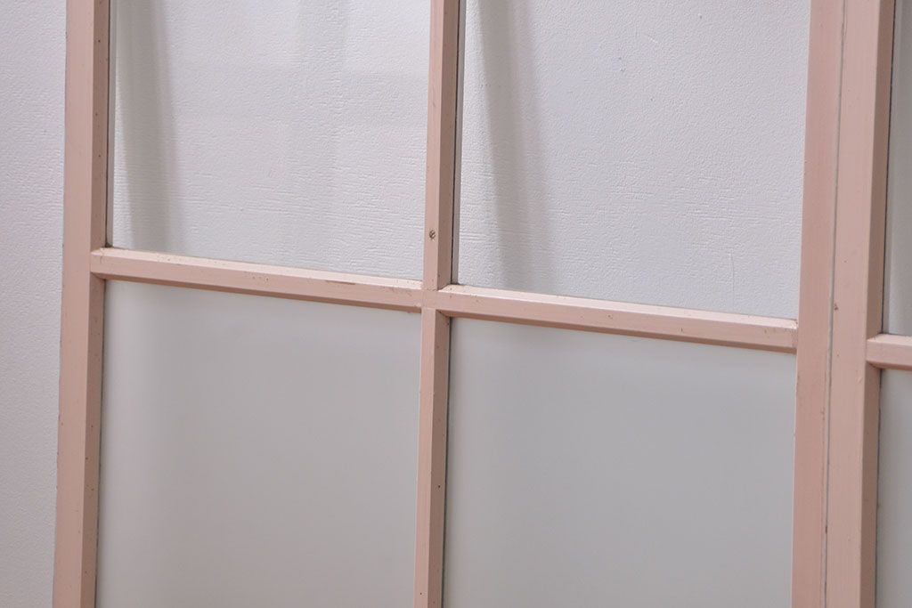 アンティーク ペンキのはげたかわいいガラス窓2枚セット(2) (ガラス戸、引き戸)
