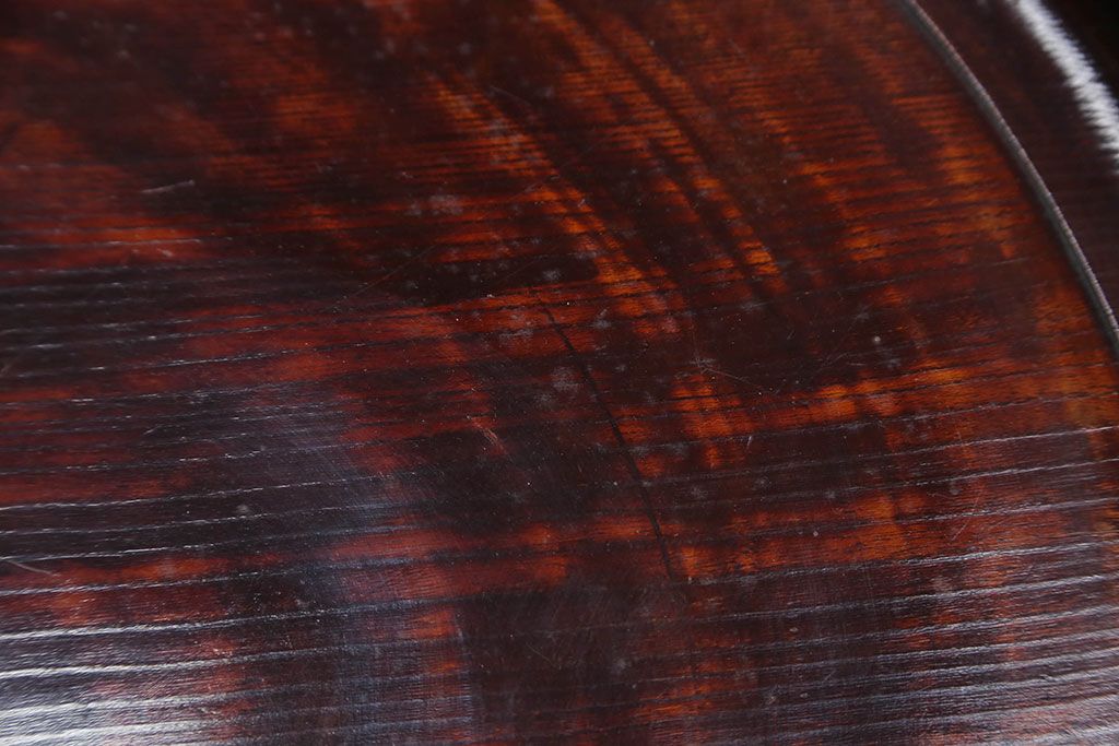 古民具・骨董 欅材一枚板 漆塗りの刳り貫き盆 (トレー)