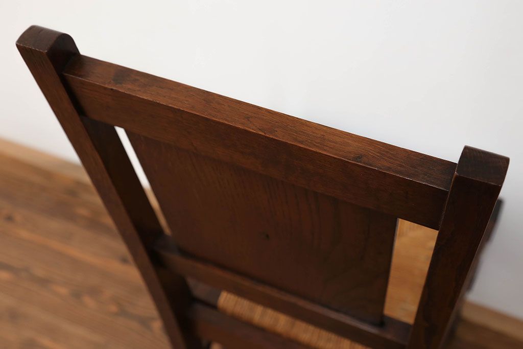 アンティーク家具　フランスアンティーク　オーク材　上質なアールデコ　ラッシチェア2脚セット(2)(椅子、イス)