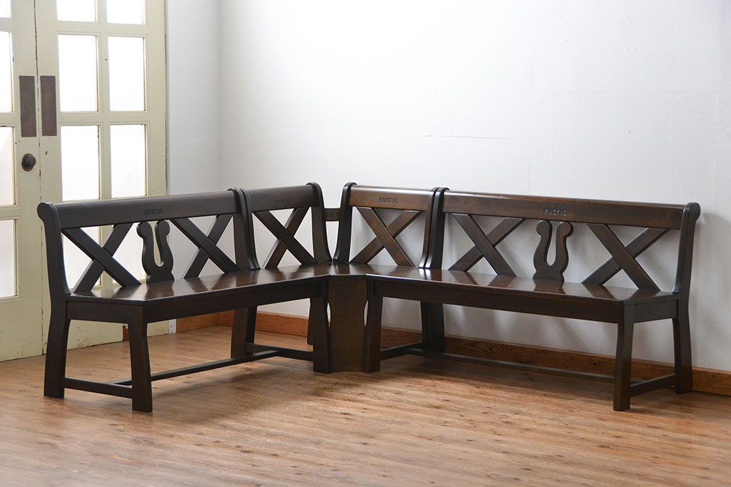中古 カリモク製 ルスティック(RUSTIC) ベンチ(1) (長椅子、長イス)