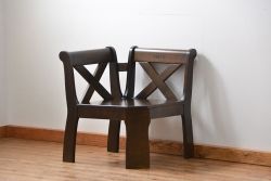 中古 カリモク製 ルスティック(RUSTIC) コーナーベンチチェア