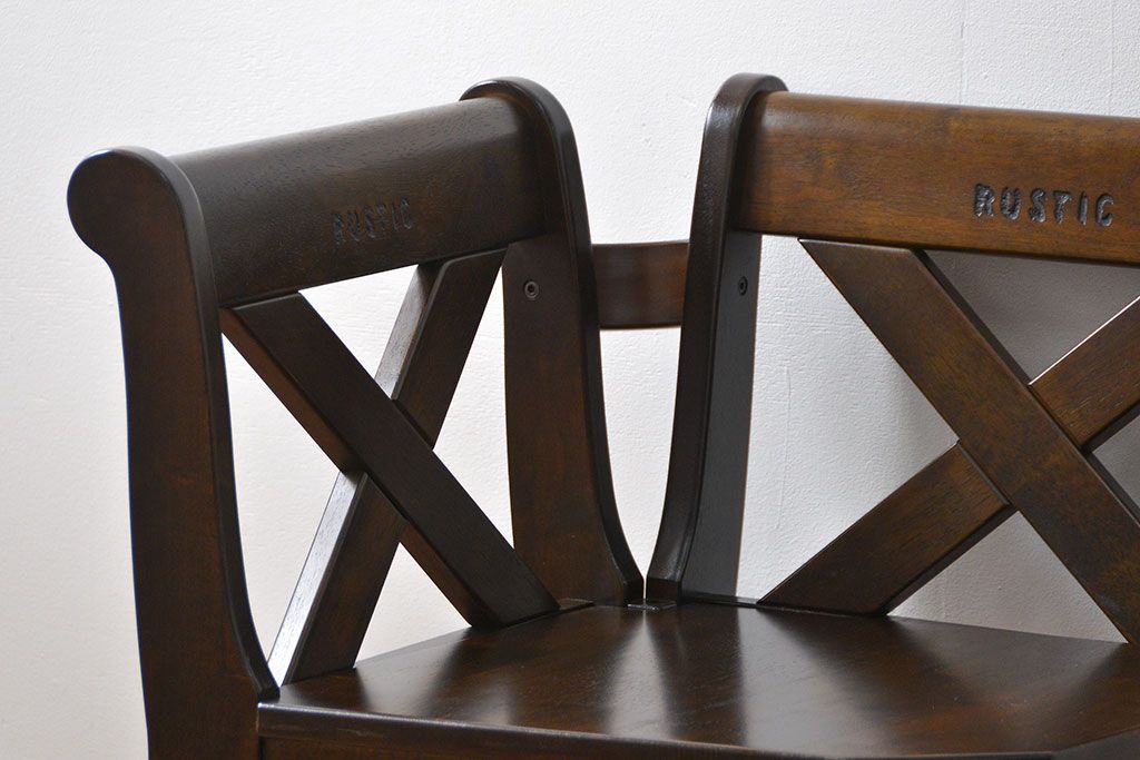 中古 カリモク製 ルスティック(RUSTIC) コーナーベンチチェア