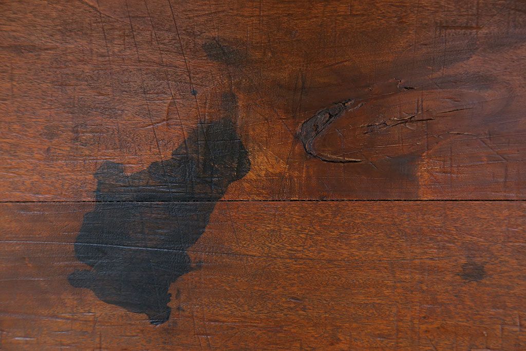 アンティーク家具　アンティーク 古い木の引き出し付き裁ち板(テレビボード、ローボード)