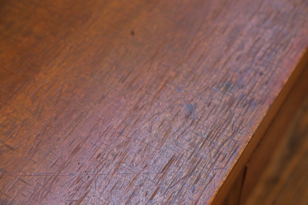 アンティーク家具　アンティーク 古い木の引き出し付き裁ち板(テレビボード、ローボード)