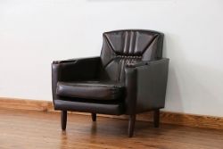 レトロ家具　昭和レトロ 1970年代 合皮製の1人掛けソファ(シングルソファ)(1)
