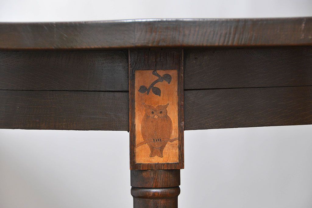 アンティーク家具　大正ロマン 象嵌入りのアンティークラウンドテーブル (コーヒーテーブル)