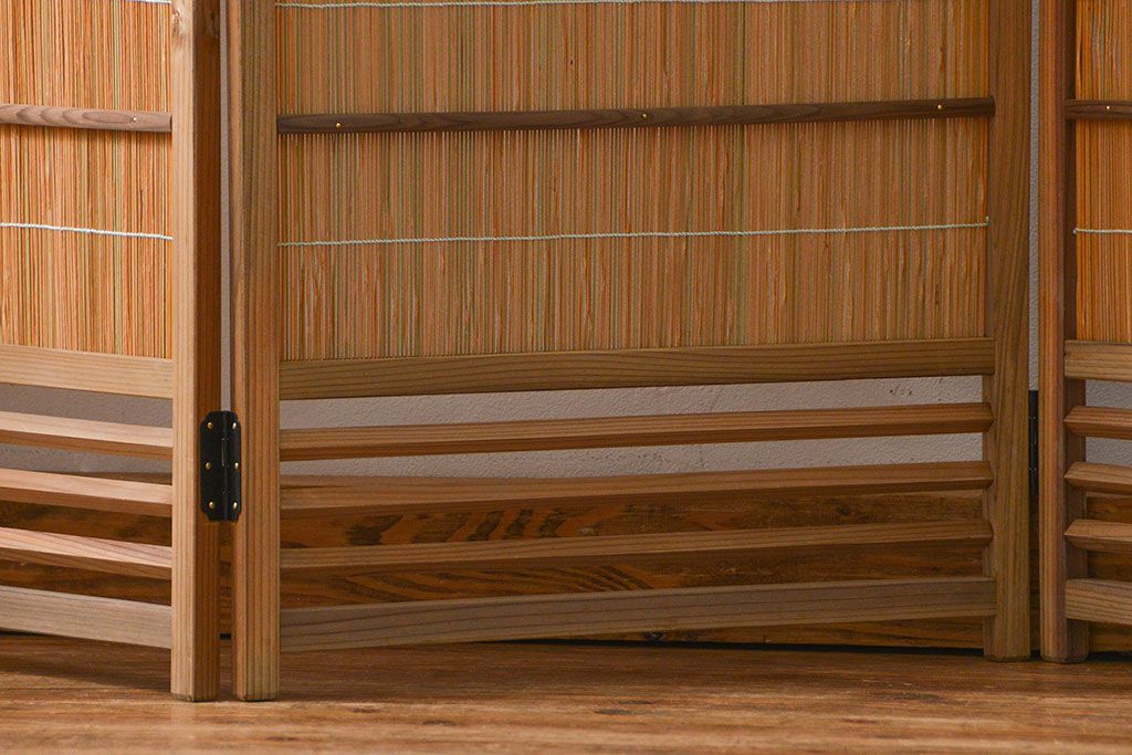 昭和レトロ 繊細で上質な四連衝立て (四つ折り衝立て)