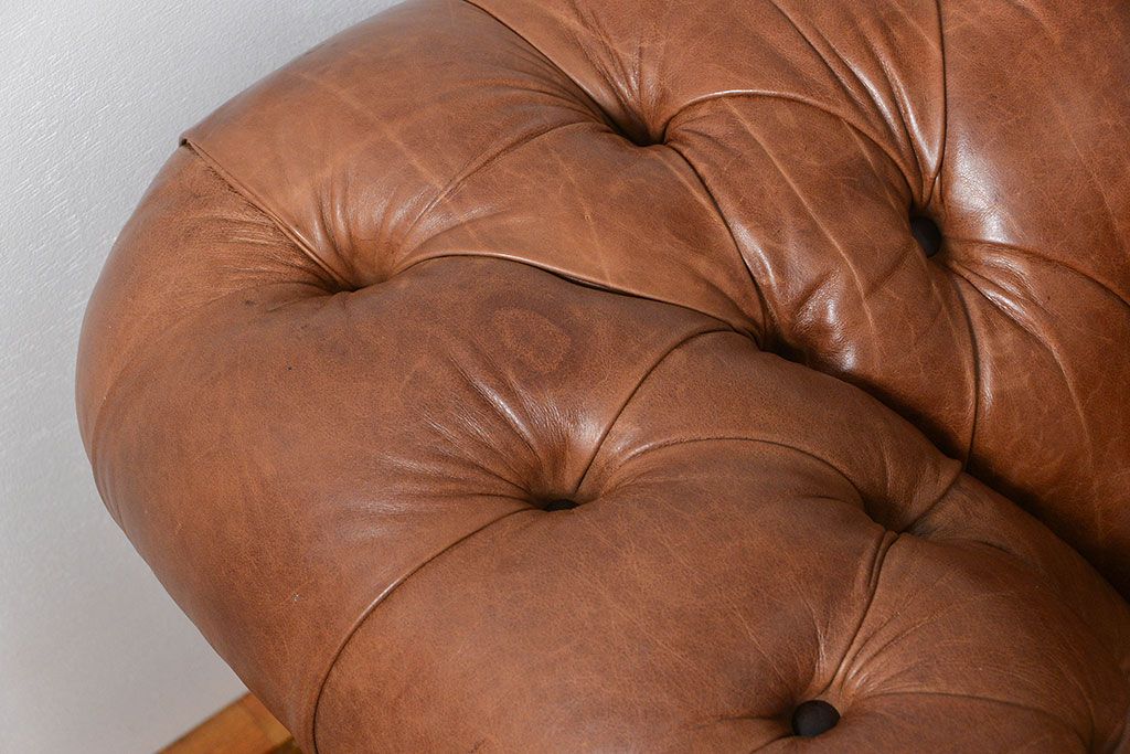ヴィンテージ家具　イギリスビンテージ オーダーメイド品 本革ハイグレード チェスターフィールド ソファ