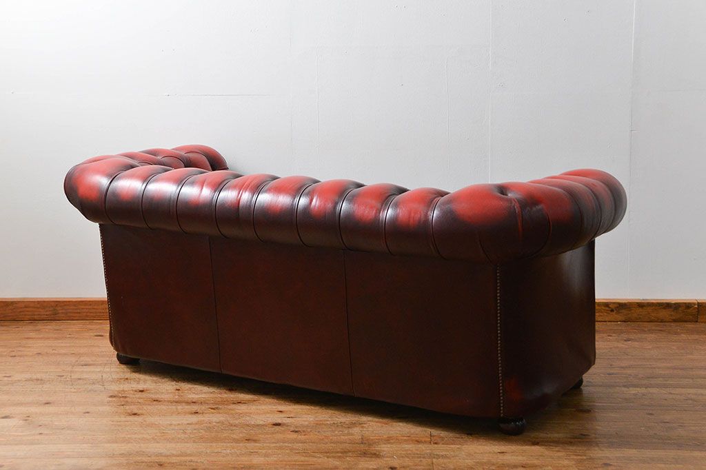 中古 イギリス直輸入 本革 チェスターフィールド ソファ