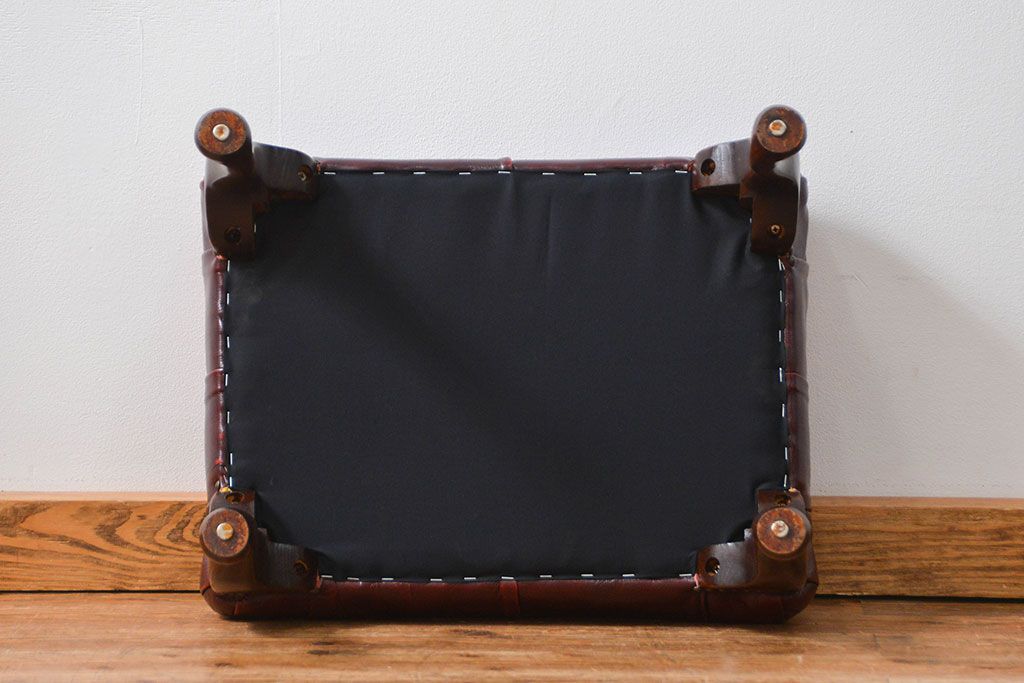中古 イギリス直輸入 本革 チェスターフィールド ソファ オットマン