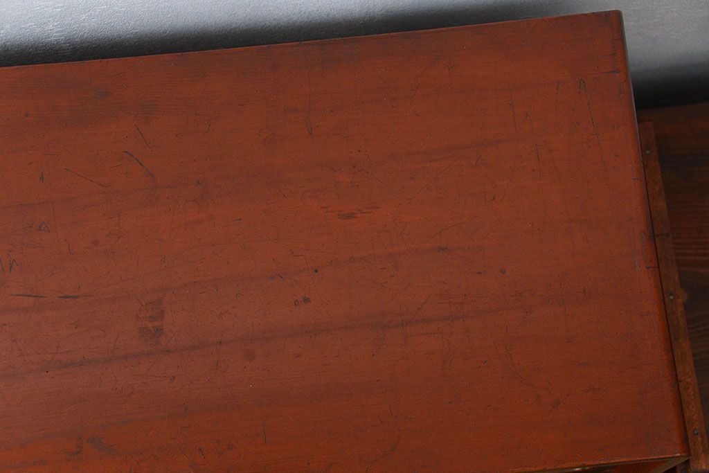 レトロ家具　昭和レトロ 小振りな黒柿杢目茶箪笥(収納棚)