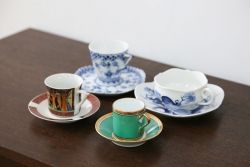 アンティーク雑貨　ロイヤルコペンハーゲン(Royal Copenhagen)・マイセンなどのカップ&ソーサー4種類セット(リモージュ・リチャード・ジノリ)