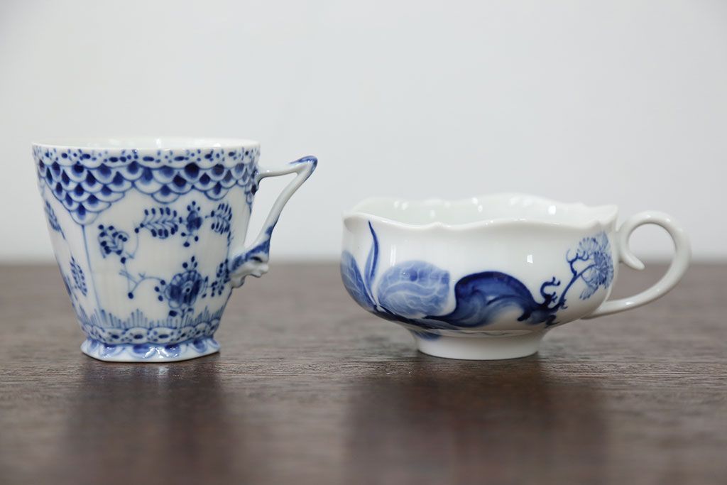 アンティーク雑貨　ロイヤルコペンハーゲン(Royal Copenhagen)・マイセンなどのカップ&ソーサー4種類セット(リモージュ・リチャード・ジノリ)