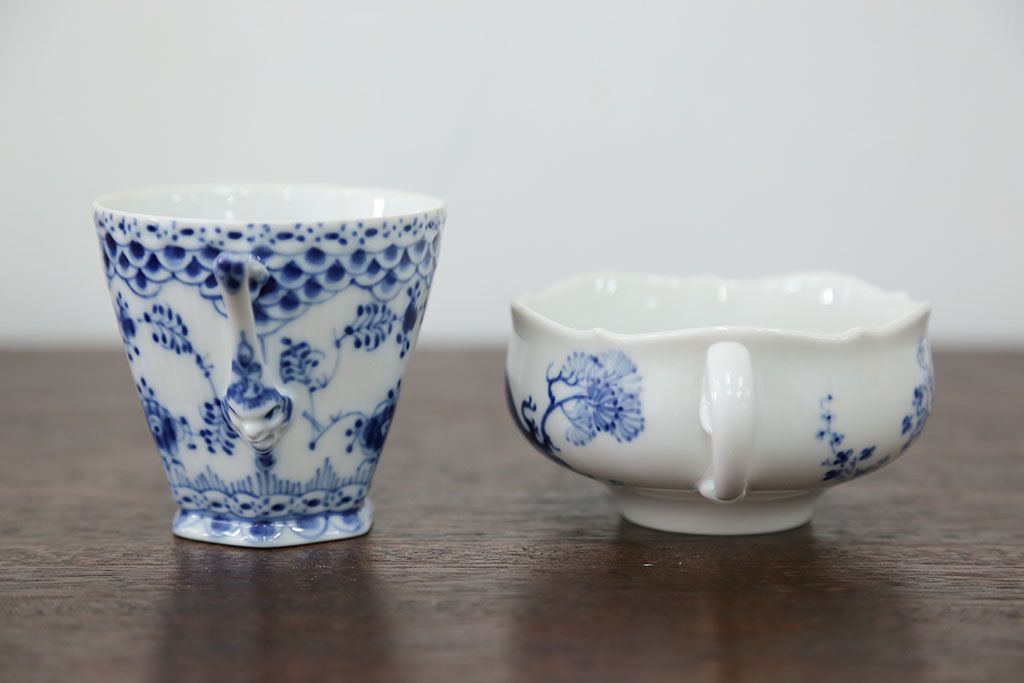 アンティーク雑貨　ロイヤルコペンハーゲン(Royal Copenhagen)・マイセンなどのカップ&ソーサー4種類セット(リモージュ・リチャード・ジノリ)