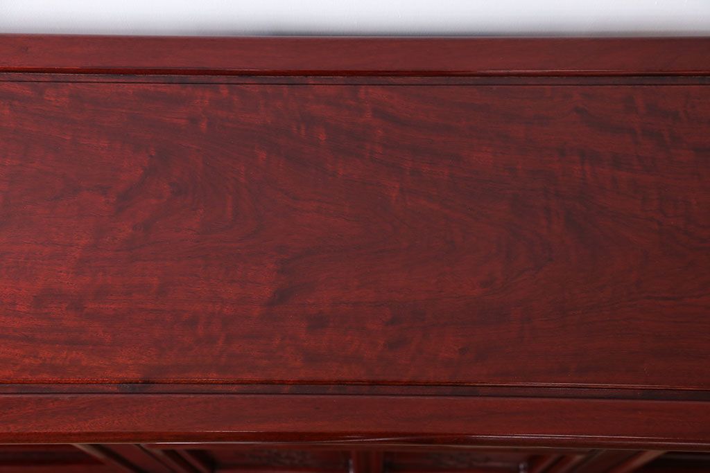 アンティーク家具　1970年頃 唐木製の横長飾り棚(茶棚、時代箪笥)
