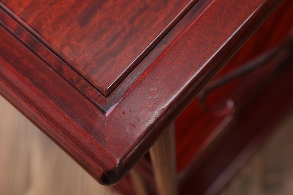 アンティーク家具　1970年頃 唐木製の横長飾り棚(茶棚、時代箪笥)