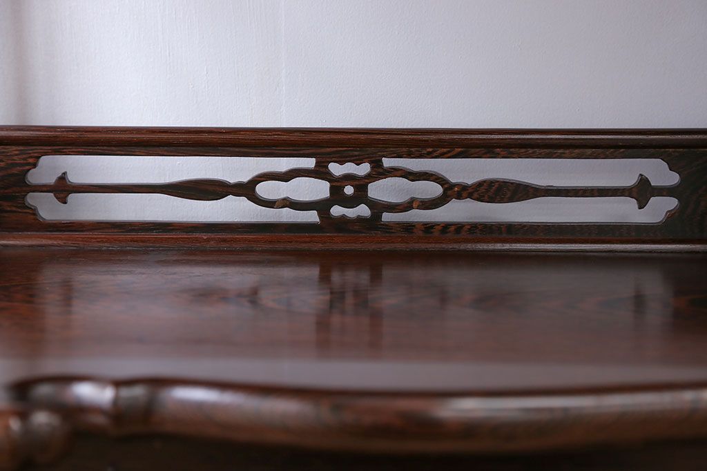 アンティーク家具　1960年頃 鉄刀木(タガヤサン)製 重厚な飾り棚(茶棚)