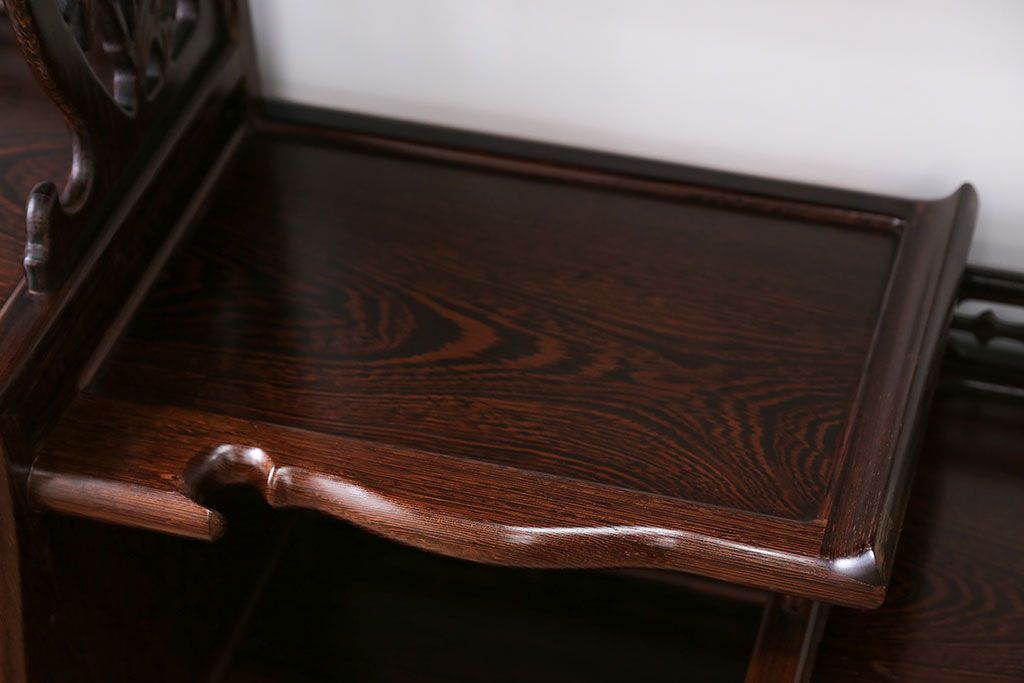 アンティーク家具　1960年頃 鉄刀木(タガヤサン)製 重厚な飾り棚(茶棚)