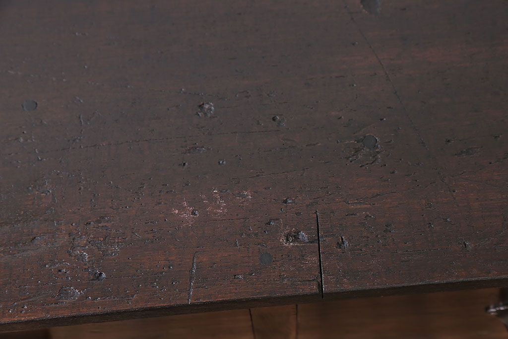 アンティーク家具　アンティーク 古い木のモールガラス入りのキッチンキャビネット(収納棚、食器棚)