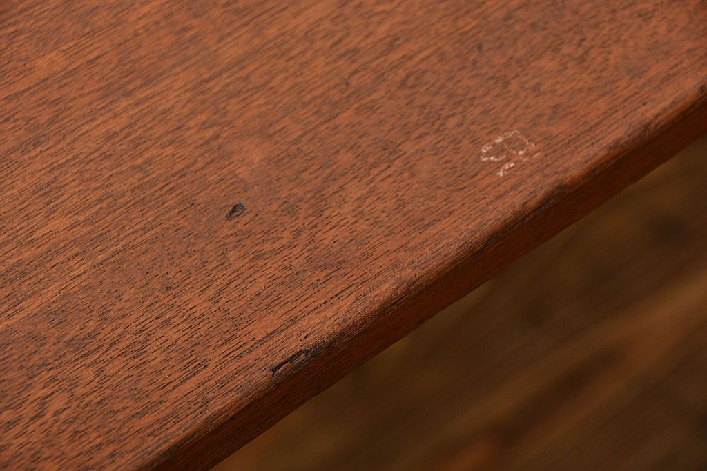 アンティーク家具　アンティーク  天板一枚板 古材を使った鉄脚テーブル(4)(作業台、机)