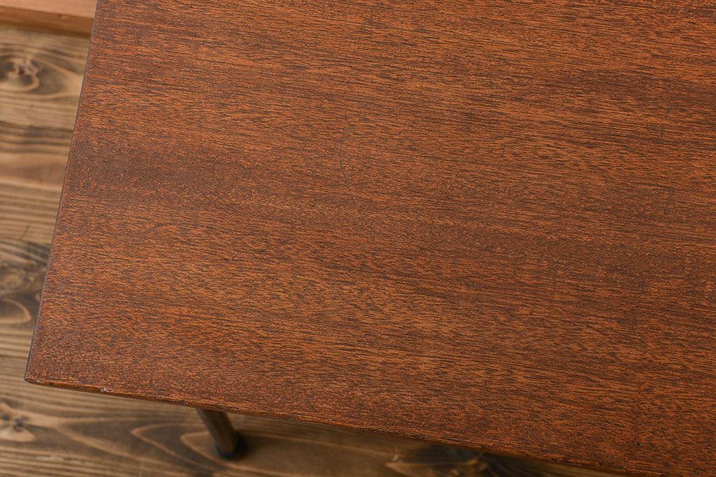 アンティーク家具　アンティーク 天板一枚板 古材を使った鉄脚テーブル(3)