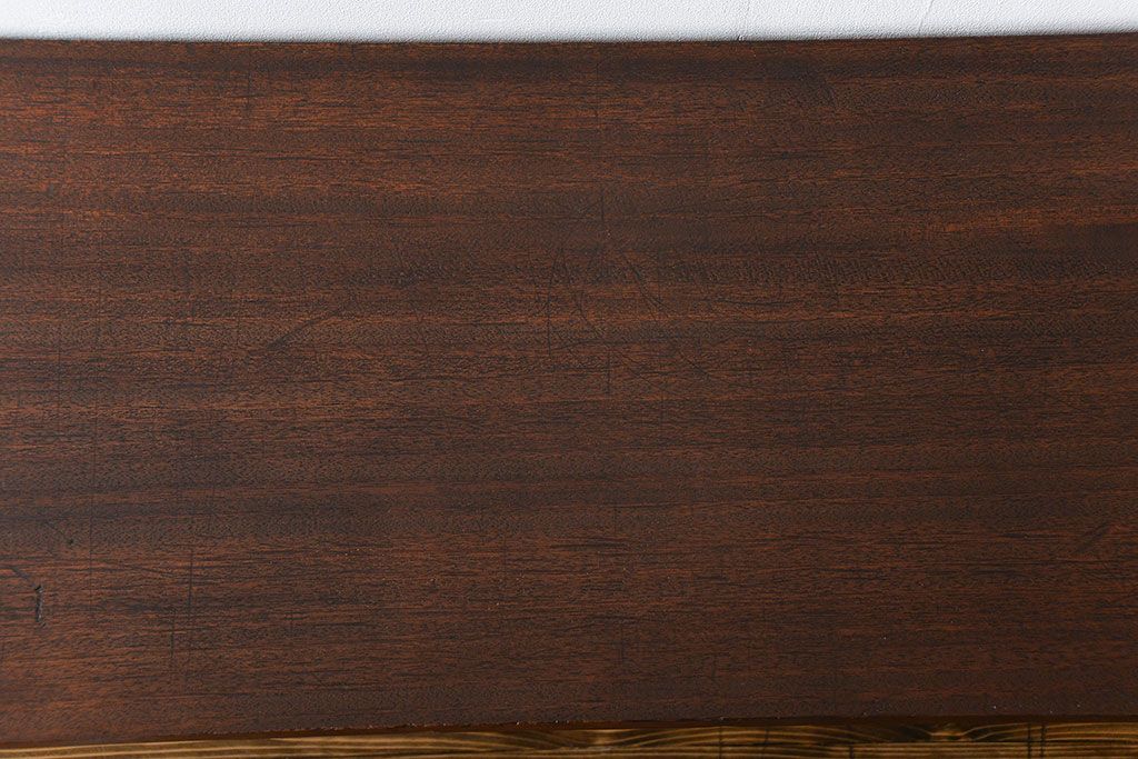 アンティーク家具　天板一枚板　古材天板の横長テーブル(作業台)