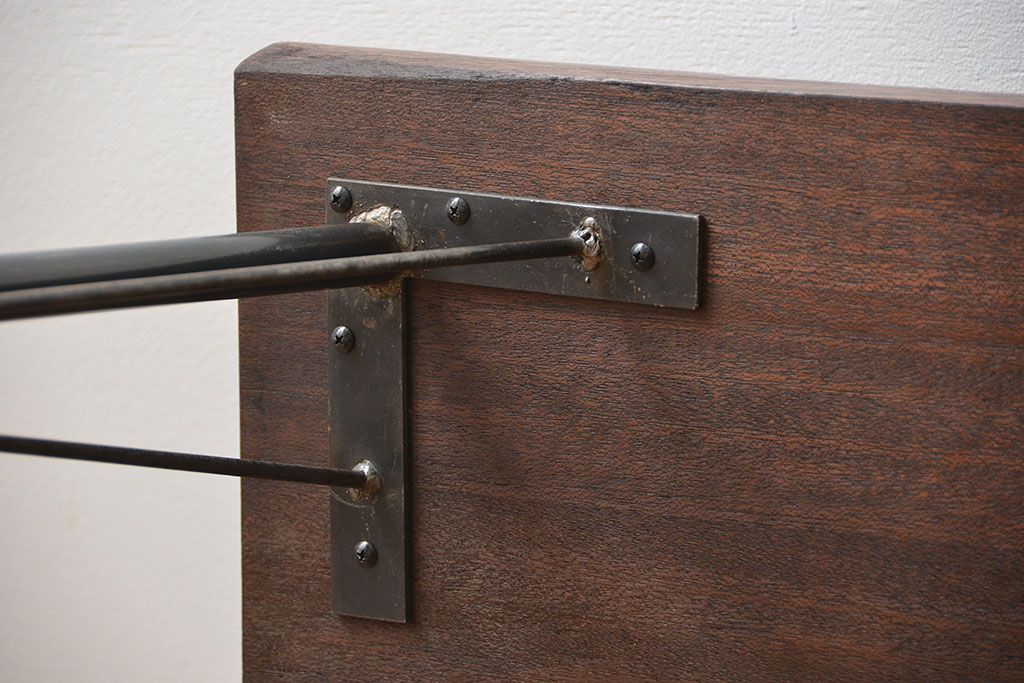 アンティーク家具　天板一枚板　古材天板の横長テーブル(作業台)