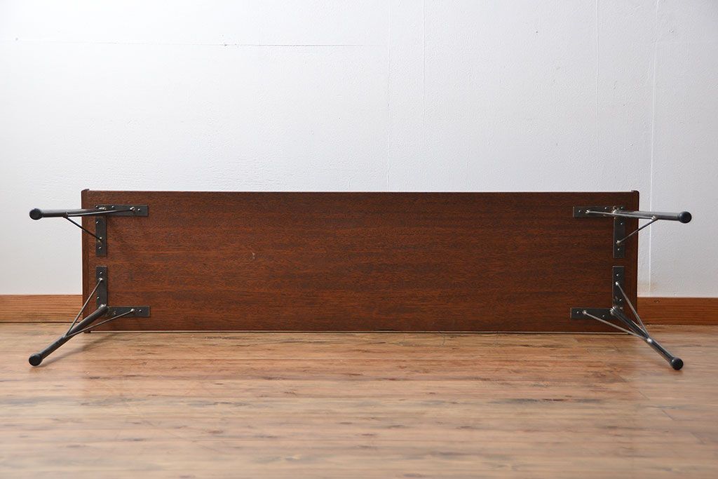 アンティーク家具　アンティーク 天板一枚板 古材の鉄脚テーブル(2)(机、作業台)