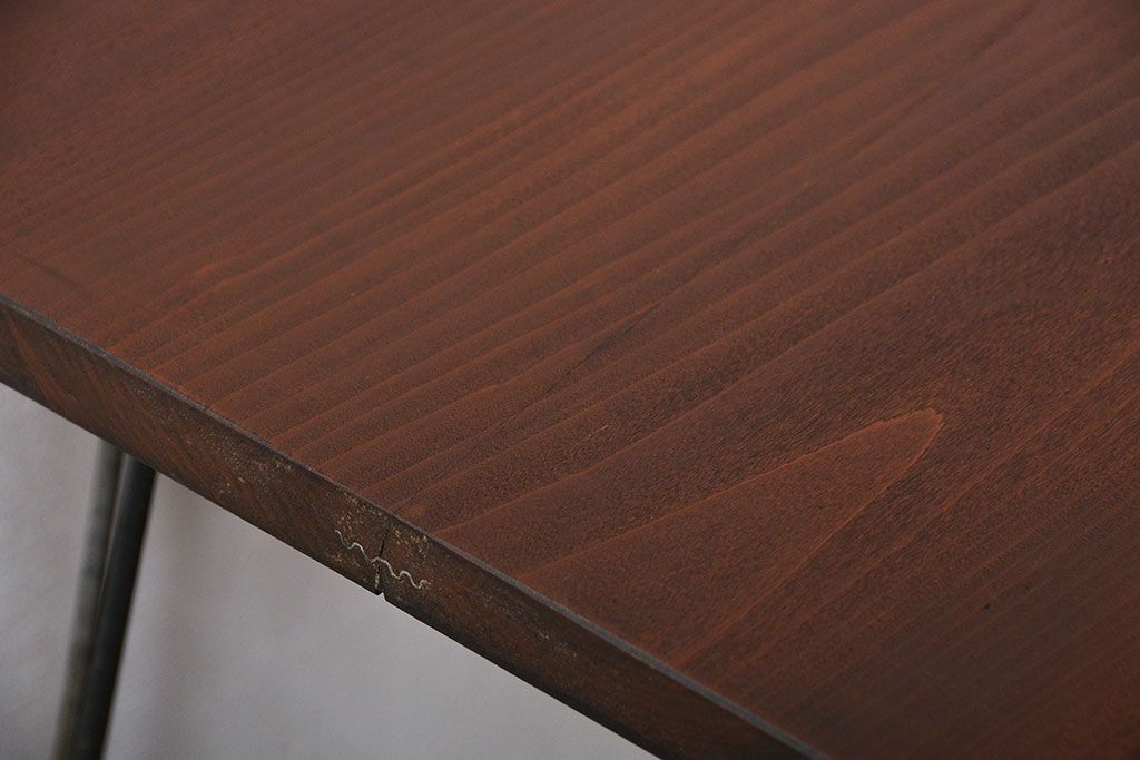 アンティーク家具　アンティーク 天板一枚板 古材の鉄脚テーブル(5)(机、作業台)