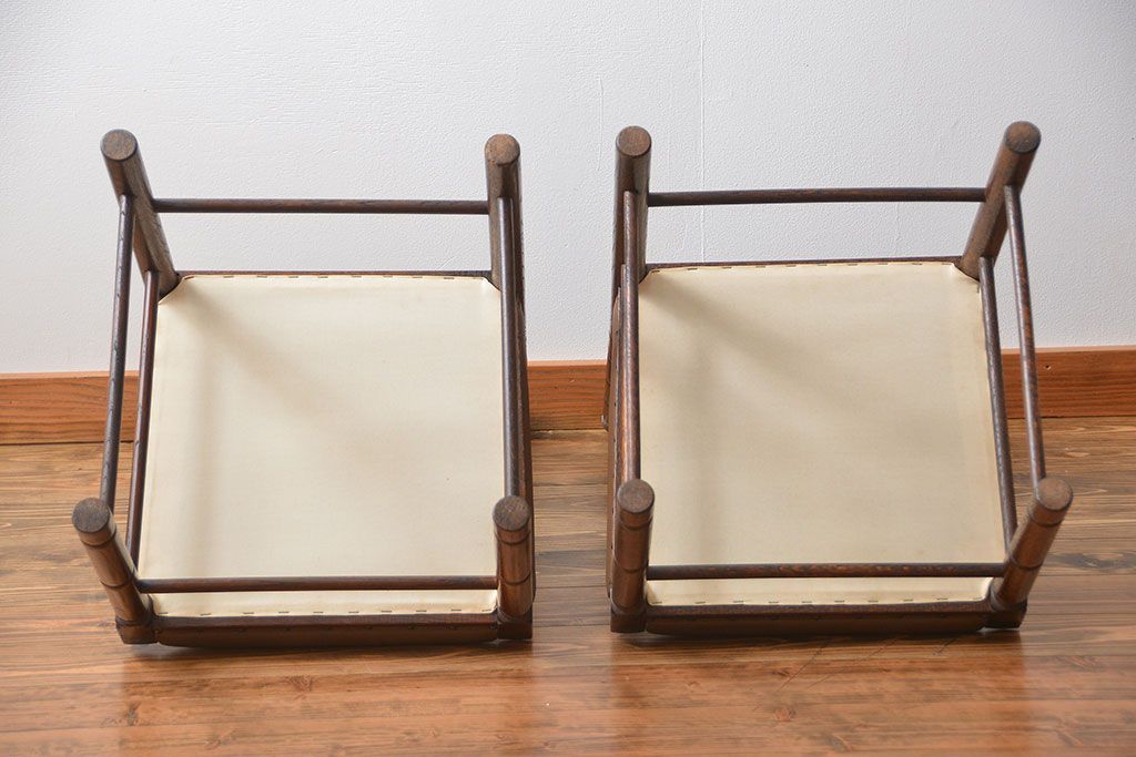 レトロ家具　昭和レトロ　1970年頃ナラ材のダイニングチェア2脚セット(椅子)