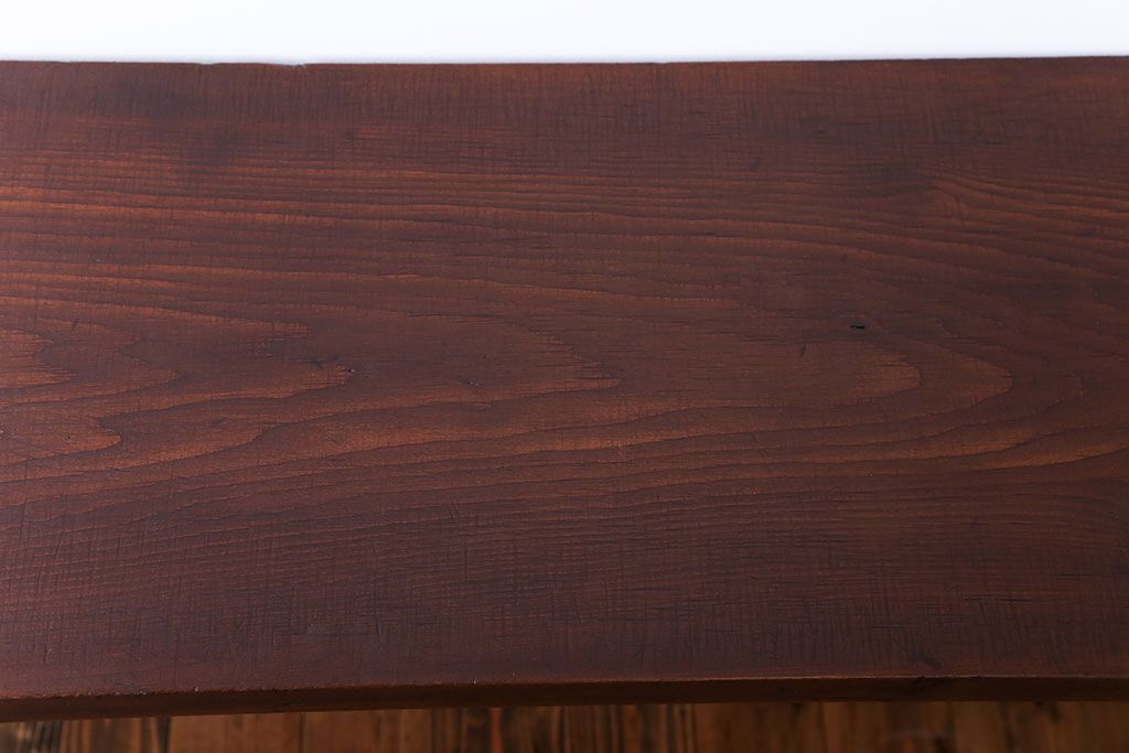 アンティーク家具　アンティーク　天板一枚板　鉄脚横長テーブル(作業台)