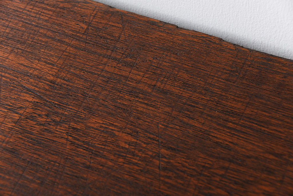 レトロ家具　昭和レトロ　天板一枚板　古材を使った鉄脚テーブル(3)(作業台)