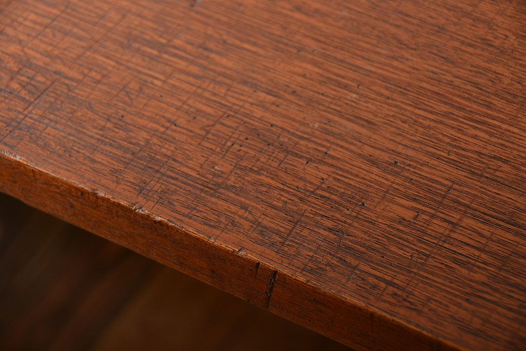 レトロ家具　昭和レトロ　天板一枚板!古材を使った鉄脚テーブル(2)(作業台)