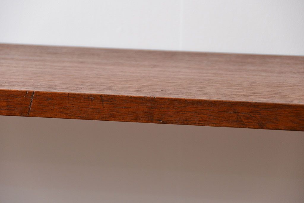 レトロ家具　昭和レトロ　天板一枚板!古材を使った鉄脚テーブル(2)(作業台)