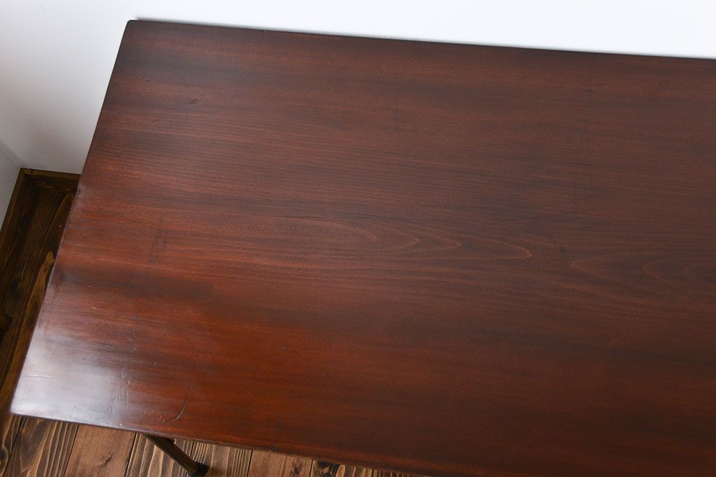 レトロ家具　昭和レトロ　天板一枚板　古材を使った鉄脚テーブル(5)(作業台)