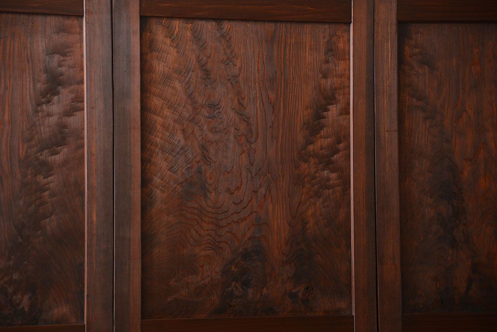 アンティーク 太い框組 杢目の良い杉材一枚板 幅せま帯戸 4枚セット(  板戸、引き戸)