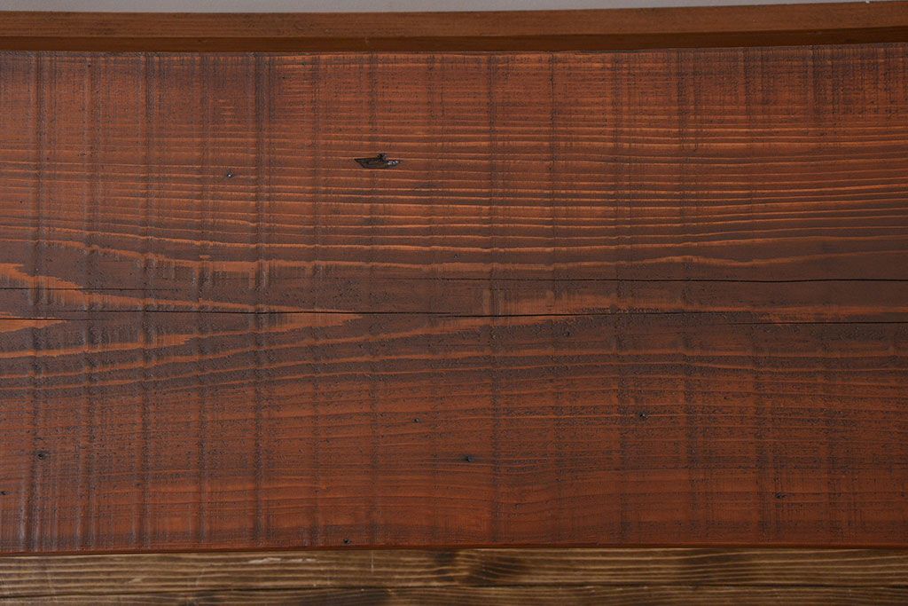 レトロ家具　昭和レトロ 天板一枚板　古材を使った鉄脚ベンチ(1)