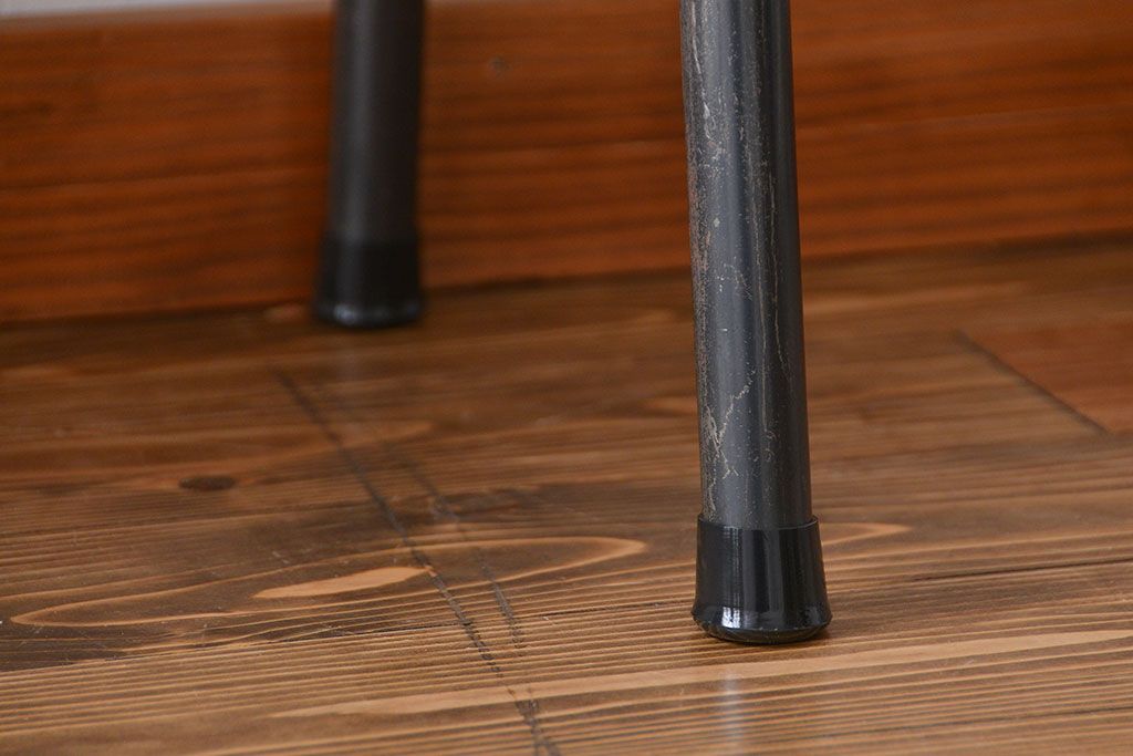 レトロ家具　昭和レトロ　天板一枚板　古材を使った鉄脚ベンチ(3)